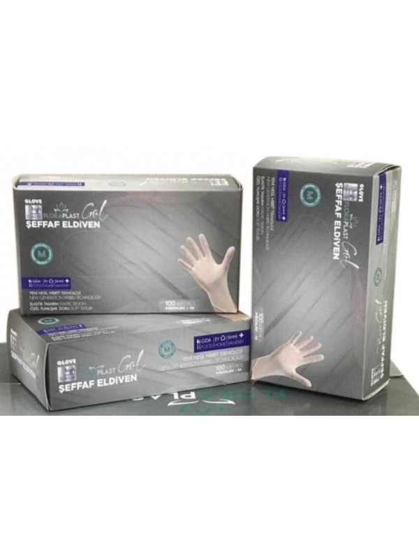 Floraplast Glove Tpe/pe Pudrasız Tek Kullanımlık Şeffaf Elastik El…
