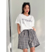 Grafik Baskılı Beyaz Kadın T-shirt Tişört