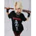 Punk Tarz Baskılı Kadın T-shirt Siyah