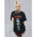 Punk Tarz Baskılı Kadın T-shirt Siyah