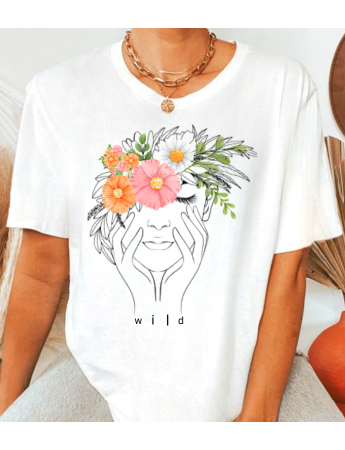 İllüstrasyon Women Silüet Wild Baskılı Kadın Beyaz Tshirt Tişört