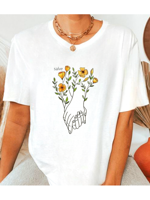 İllüstrasyon Salve Baskılı Kadın Beyaz Tshirt Tişört…