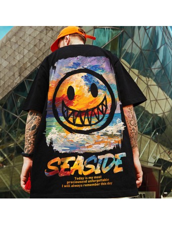Seaside Baskılı tişört Siyah