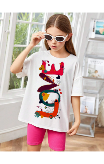 Love Baskılı Kız Çocuk Tişört…