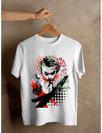 Joker Baskılı Erkek Çocuk Tişört Beyaz 02