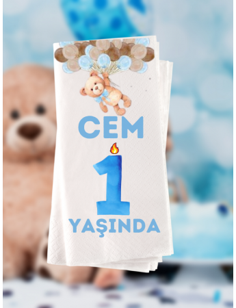Çocuk Doğum Günü Yaş Baskılı Konsept Peçete 20 Adet 012