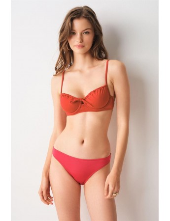 Bella Notte Turuncu Balenli Balkonet Bikini Üstü N04U