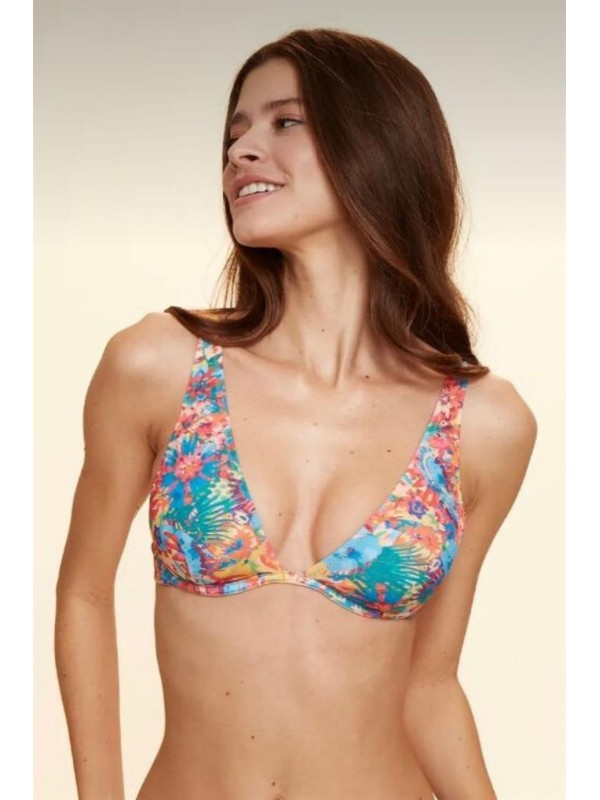Bella Notte Balenli Uzun Üçgen Desenli Bikini Üstü N19U