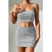 Bella Notte Gri Etekli Crop Takım BN6574G
