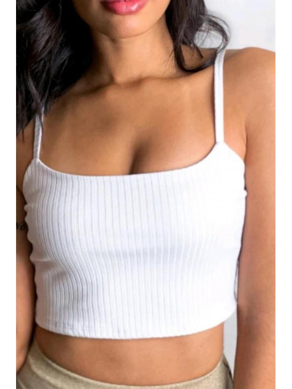 Bella Notte Beyaz İp Askılı Crop BN6571B