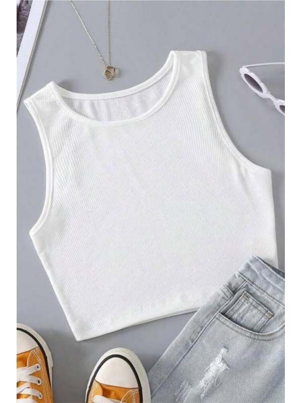 Bella Notte Beyaz Kalın Askılı Crop BN6572B