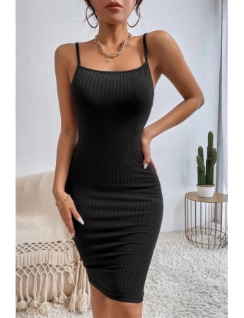 Bella Notte Siyah İp Askılı Midi Boy Elbise BN6577S