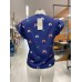 Kadın Kelebek Desenli Moskrep Kumaş T-Shirt Lacivert