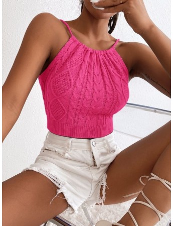 Askılı Kadın Askılı Triko Bluz Pembe