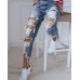 Özel Tasarım Yırtık Detay Kot Pantolon 90cm32bel40cm Mavi