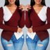 Kadın Bordo Beyaz Parçalı Kaşkorse Kumaş Bluz Bordo