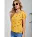 Kadın Kelebek Desenli Moskrep Kumaş T-Shirt Sarı