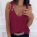 Kadın Askılı Kuş Gözü Detay Sandy Kumaş Bluz Bordo