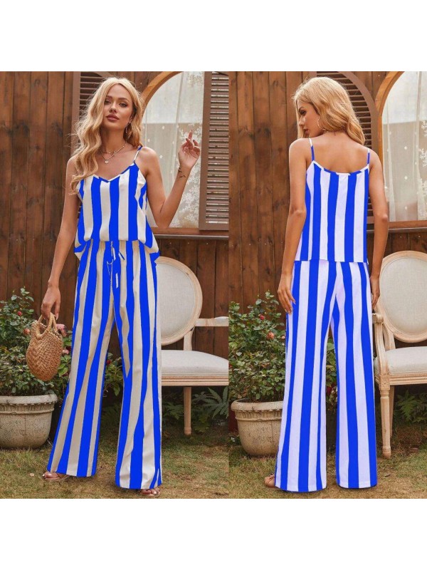 Kadın Dijital Baskılı Jesica Kumaş Askılı Bluz Pantolon Takım Mavi…