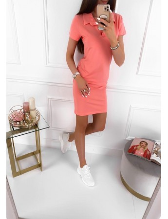 Polo Yaka Interlok Pamuk Kumaş Elbise 83cm Lila