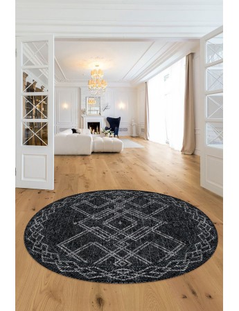 Dekoratif Kaymaz Taban Yıkanabilir Yuvarlak Halı S4-DOT-YUV-SM-031
