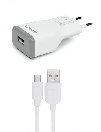 Syrox J15 Şarj Aleti ve Micro USB Kablo Set 2.0A Beyaz