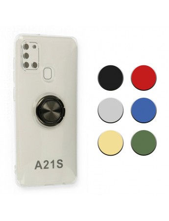FitCase Samsung Galaxy A21s (A217) Kılıf Gross Ring Şeffaf Arka Kapak