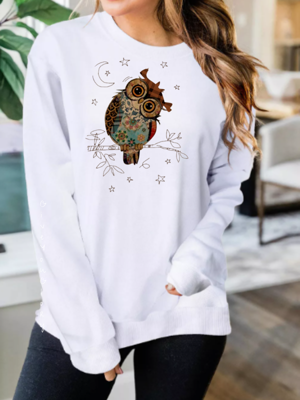 Baykuş baskılı kadın sweat 01…