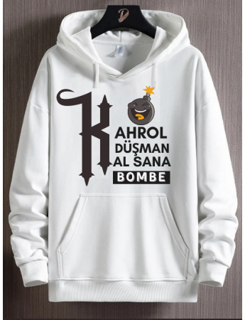 Kahrol düşman baskılı erkek sweat