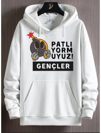 Patlıyormuyuz gençler baskılı erkek sweat