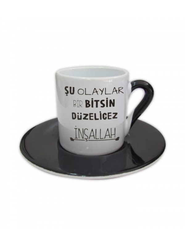 Düzeleceğiz İnşallah Baskılı Türk Kahvesi Fincanı - Süblimasyon B…