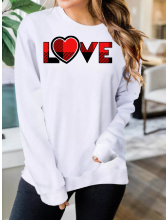Kalp ve love araba baskılı kadın sweathirt