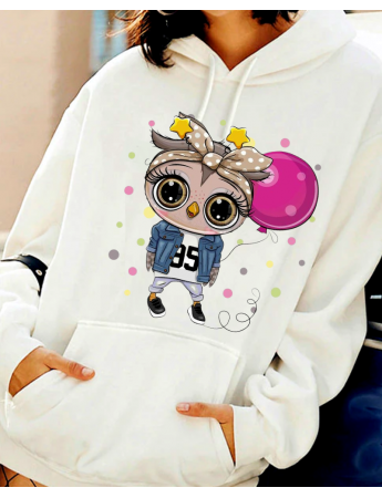 Dişi baykuş baskılı kadın sweat