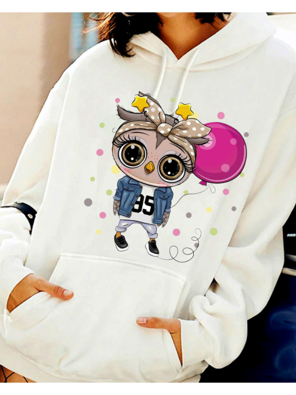 Dişi baykuş baskılı kadın sweat…
