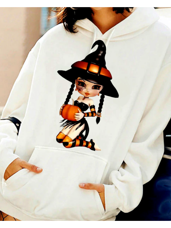 Cadı Halloween baskılı kadın sweat…