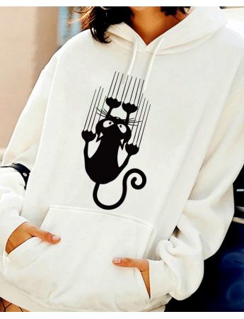 Kedi ve Pati Baskılı Kadın Sweat 01