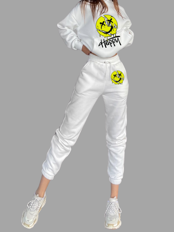 Emoji baskılı jogger eşofman takımı kadın…
