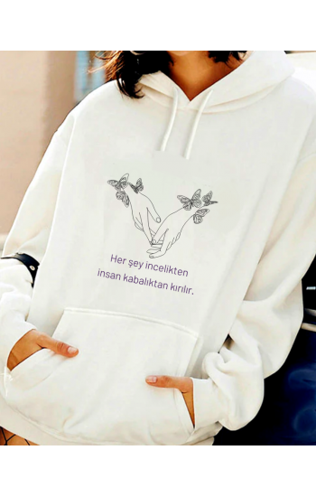 İllüstrasyon Resimli ve Anlamlı Yazı Baskılı Kadın Sweatshirt22…