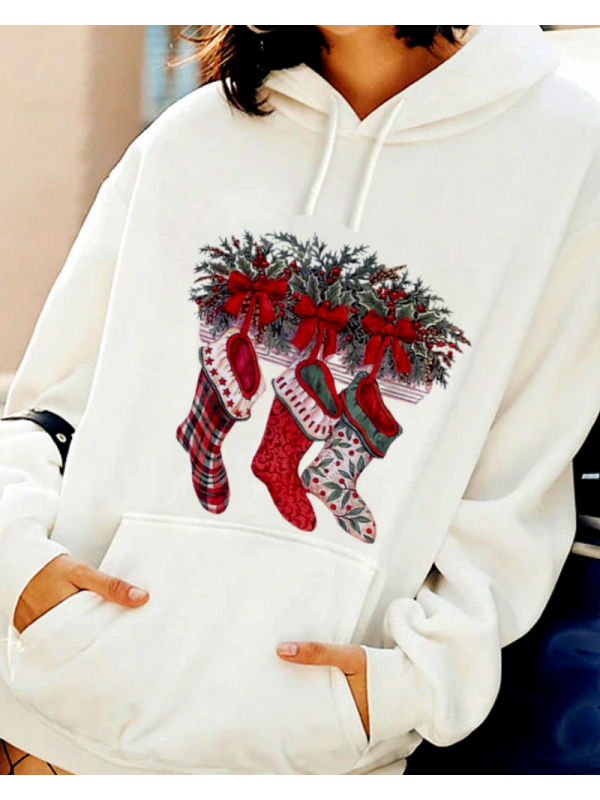 Noel ve Çorap Baskılı Kadın Sweatshirt…
