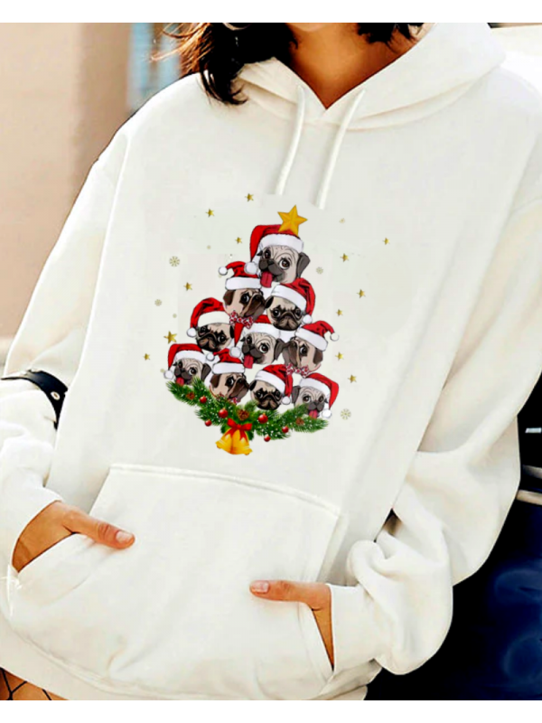 Noel ve Köpek Baskılı Kadın Sweatshirt…