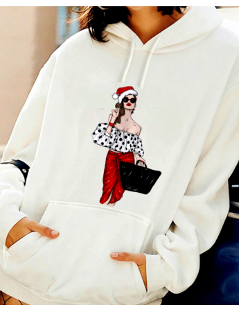 Noel ve Kadın Baskılı Kadın Sweatshirt