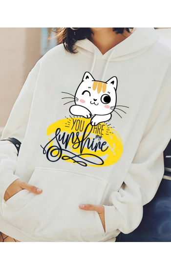 Kedi ve You Are Baskılı Kadın Sweatshirt…