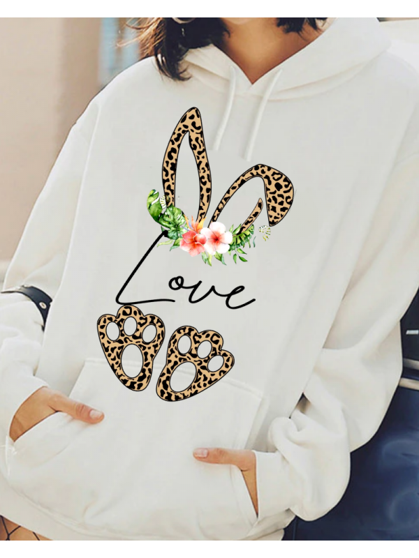 Love ve Tavşan Baskılı Kadın Sweatshirt…
