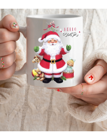 Yılbaşı Temalı Sevimli Noel Baba Baskılı Kişiye Özel Kupa