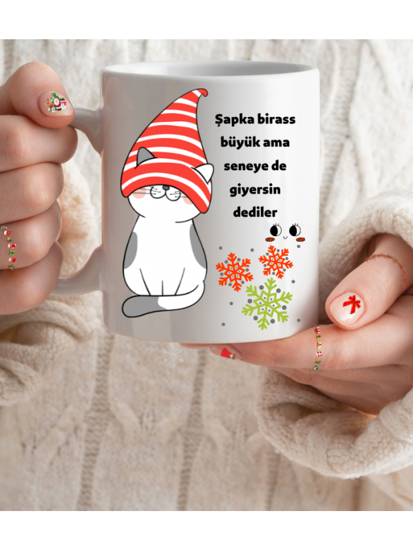 Yılbaşı Sevimli Kedi Baskılı Kişiye Özel Kupa 011…