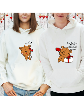 Sevgili Kombini Sevimli Kediler Baskılı Kişiye Özel Sweatshirt