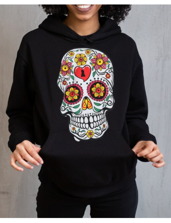 Kurukafa Baskılı Kadın Sweatshirt Siyah