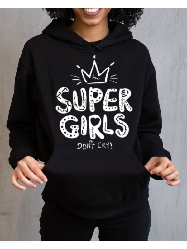 Super Girl Baskılı Kadın Sweatshirt Siyah…