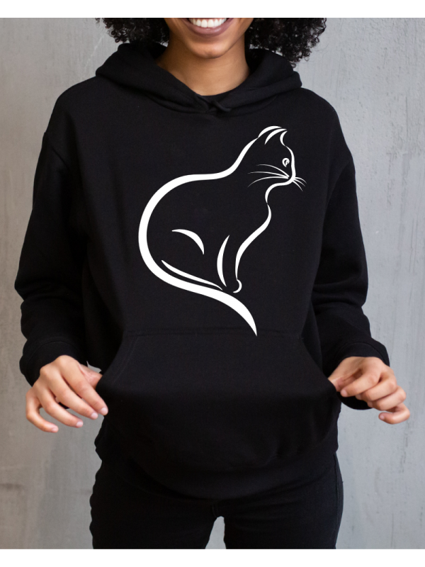 Kedi Baskılı Kadın Sweatshirt Siyah…