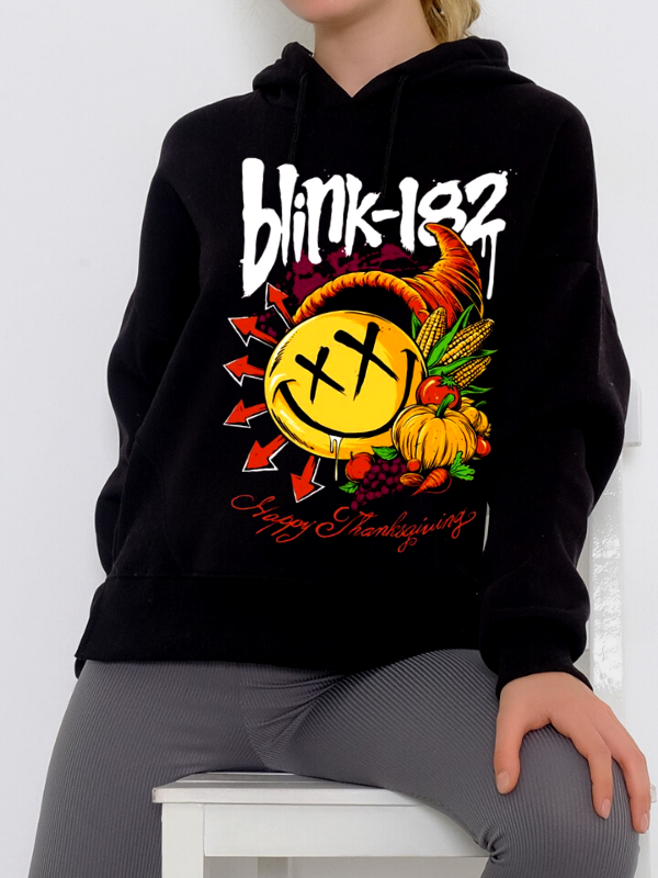 Smilley Baskılı Kadın Sweatshirt Siyah 01…